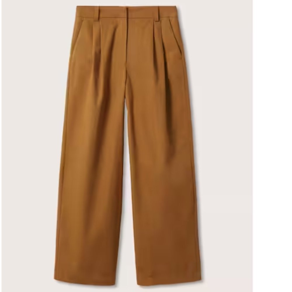 Mango Size 2Medium Brown Cotton Pleated Pants NWT